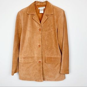 Vintage Suede Leather Jacket Boho Front Button S